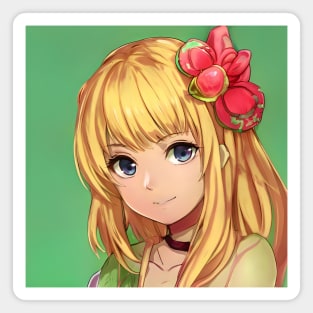 Blonde hair cute anime girl face Magnet